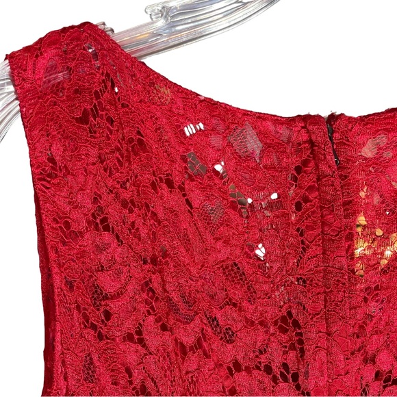 DOLCE & GABBANA RICH RED LACE MIDI FIT & FLAIR DRESS AND FULL SLIP LINER IN SILK - Picture 11 of 16